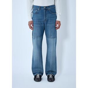 Wales Bonner Men Patched Slub Wide-Leg Jeans